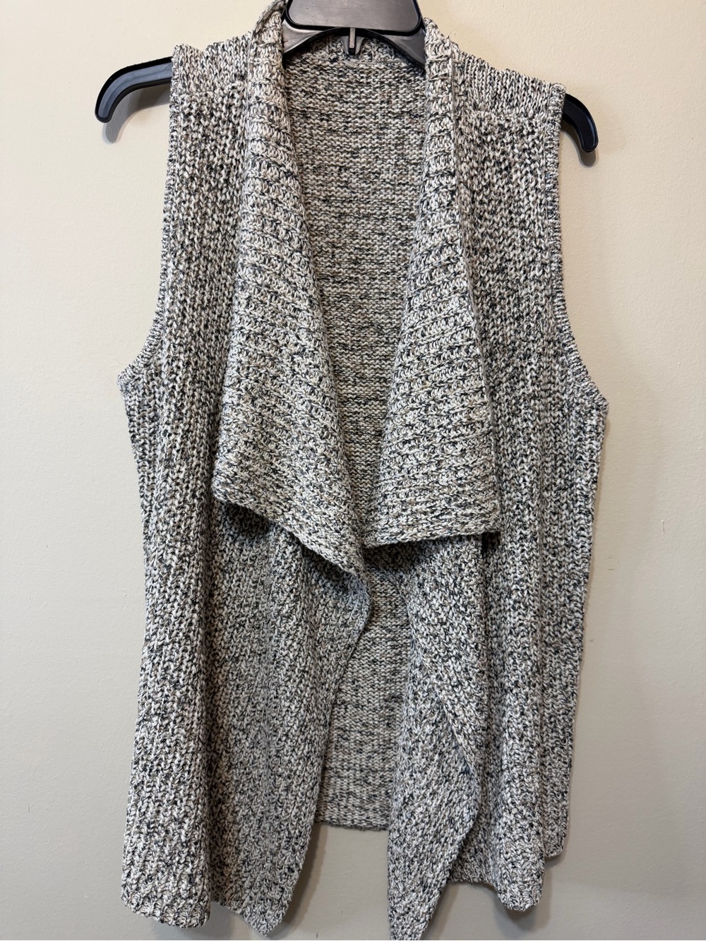 Jones New York Gray Marled Open-Front Knit Sleeveless Cardigan Vest